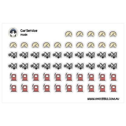 a collection of car service-related icons and symbols, including car service, fuel stations, and other automotive elements.