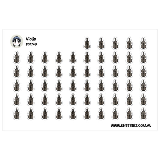 a grid of small black silhouettes of violins, arranged in rows and columns.