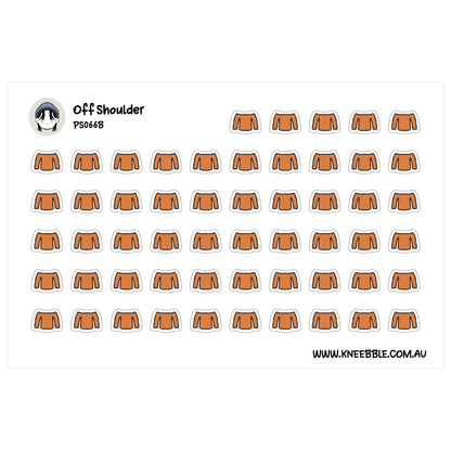 a grid of identical orange and white stickers, each depicting a person's shoulder.