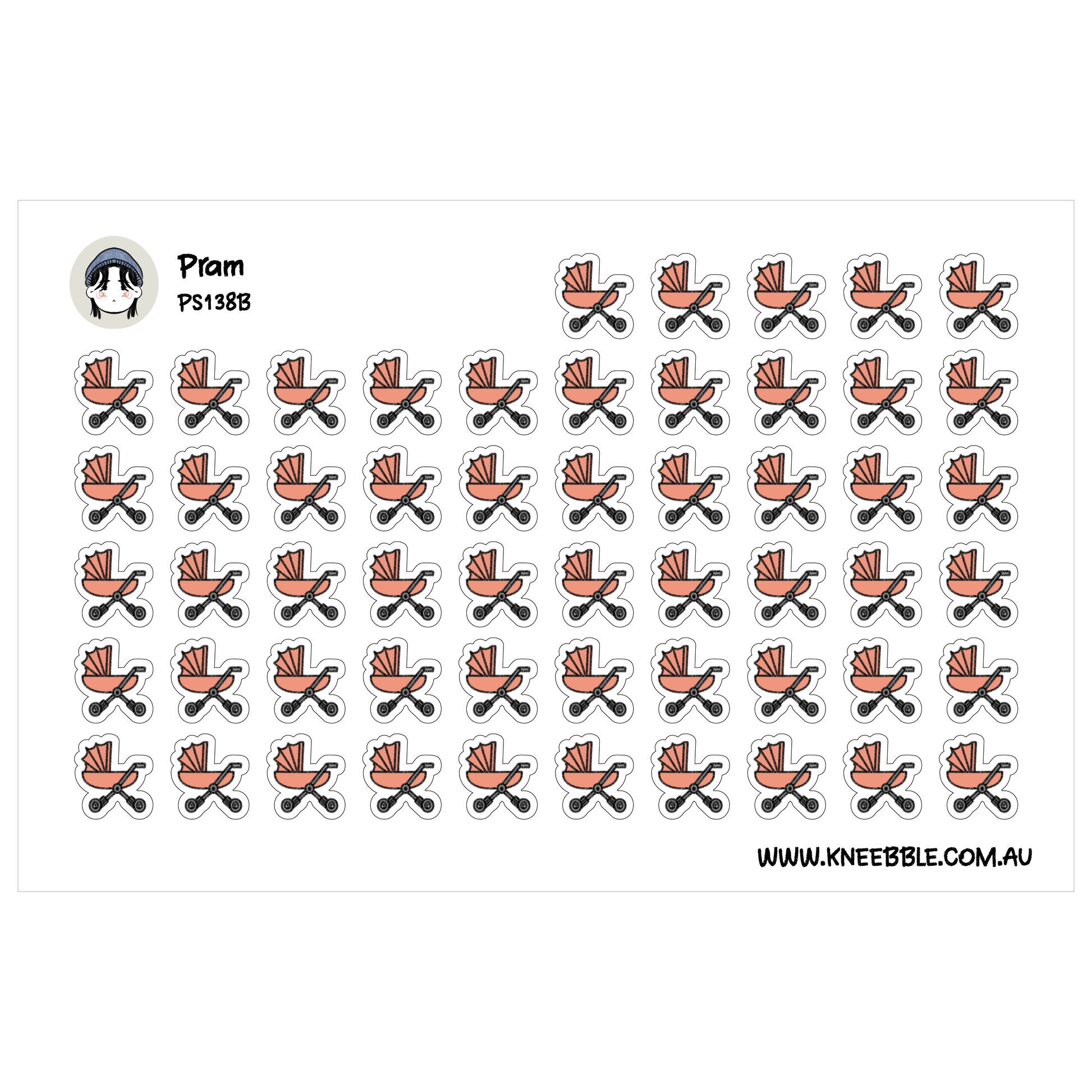 a grid of repeating icons, each depicting a stroller or baby carriage. The icons are arranged in a visually pleasing pattern, creating a sense of order and consistency across the image.