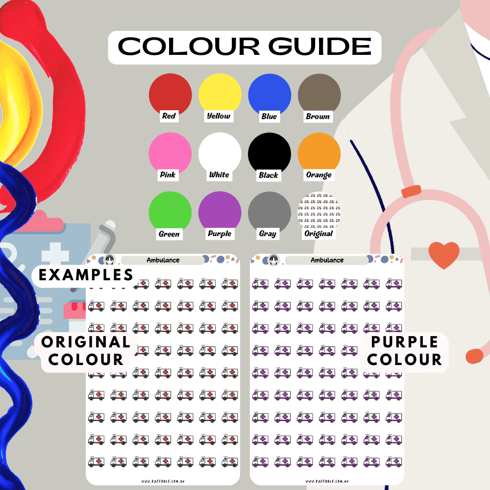 Ambulance paramedic stickers colour guide reference, choose from many colours such as red and purple.