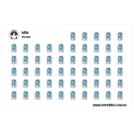 a grid of small blue icons or illustrations, each depicting a milk carton or container. The icons are arranged in rows and columns, creating a visually organized and repetitive pattern.