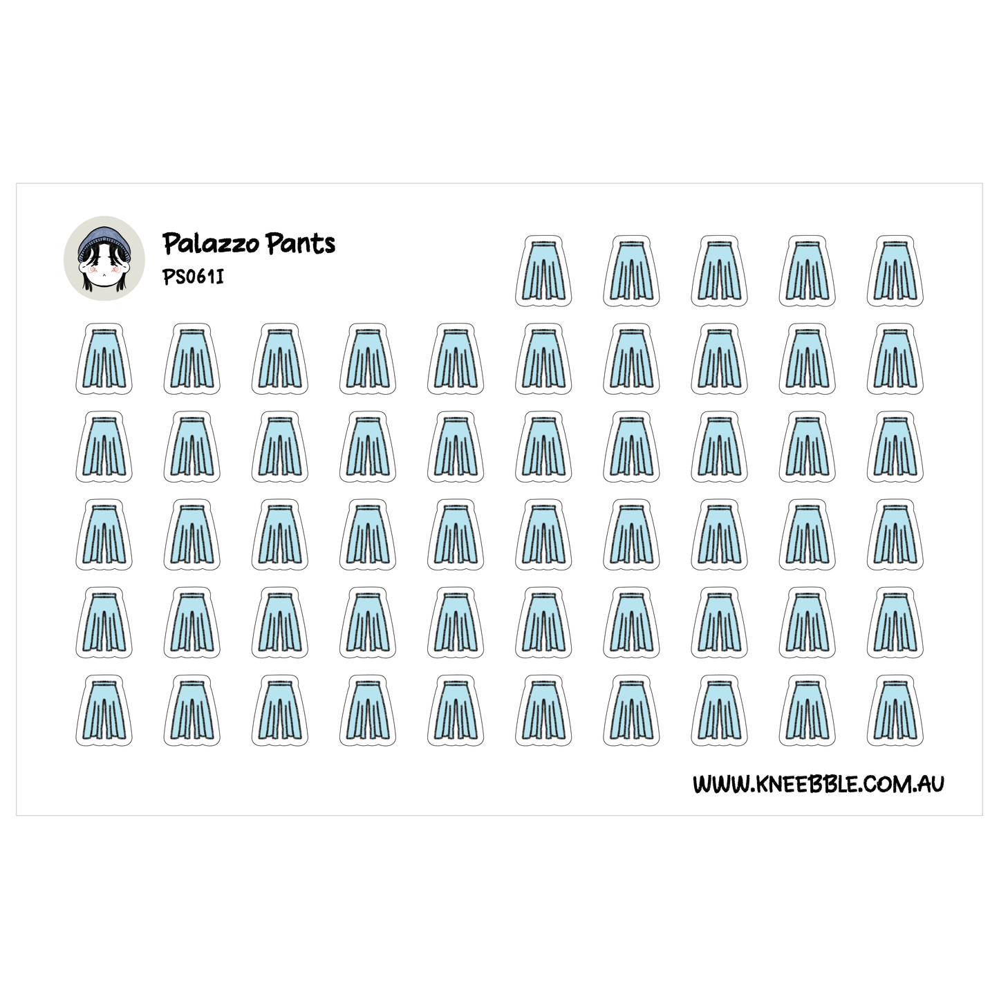 a grid of identical blue pants, arranged in rows and columns.