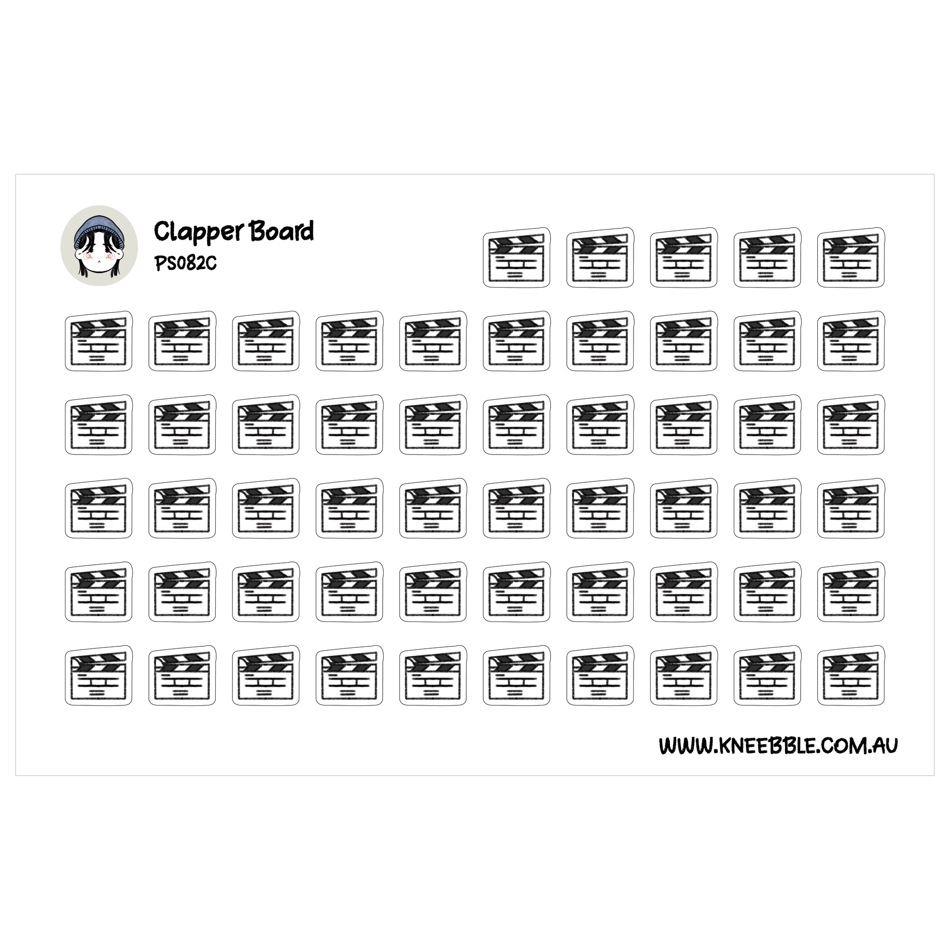 a grid of black and white clapper board icons arranged in rows and columns.