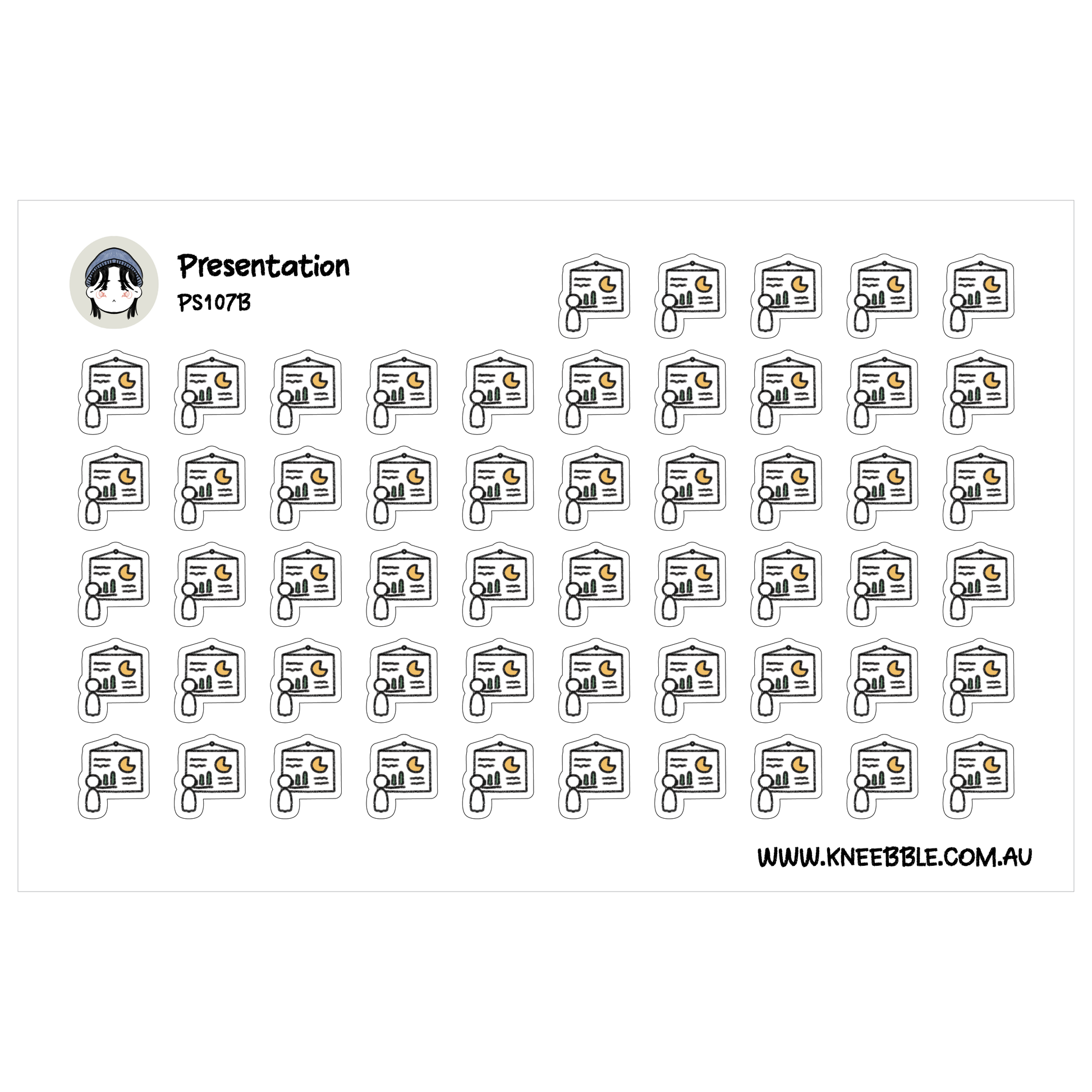 a grid of small icons or illustrations, each depicting a different presentation or call-related scenario. The icons are arranged in rows and columns, creating a visually organized and structured layout. The image does not contain any text, and the descriptions provided are concise and focused on the visual content of the icons.