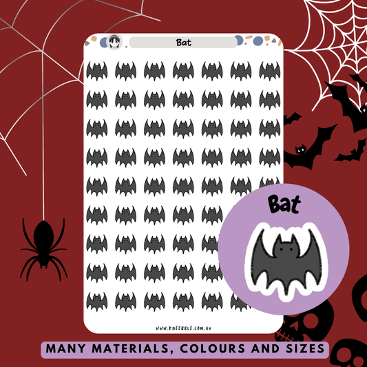 Stickers featuring flying bat silhouettes, perfect for creating a spooky atmosphere in Halloween planners and journals.