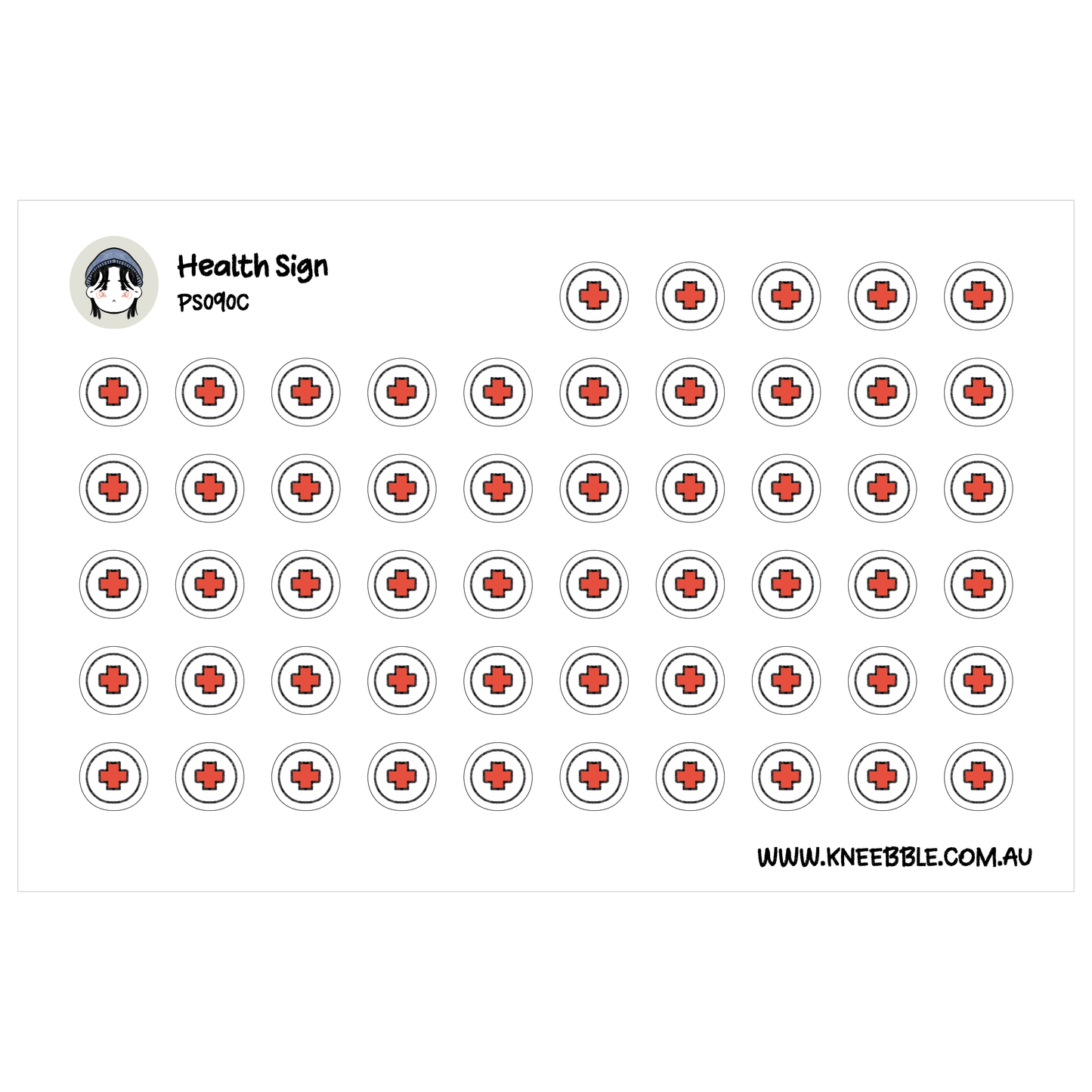 a grid of red circles with white crosses, arranged in a visually pleasing pattern.