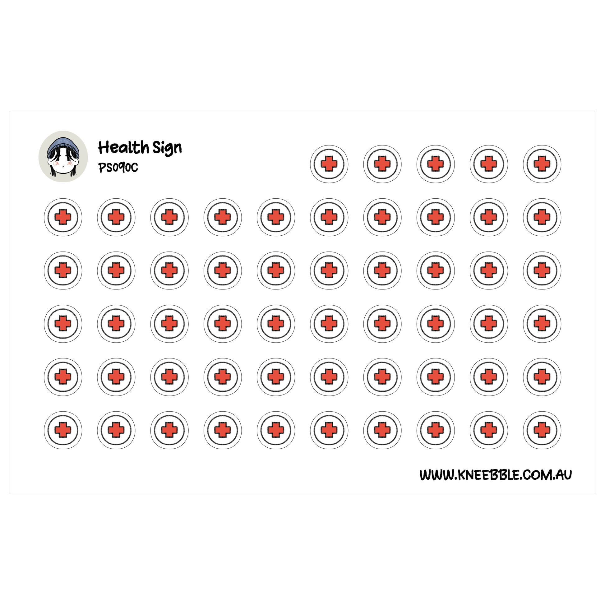 a grid of red circles with white crosses, arranged in a visually pleasing pattern.