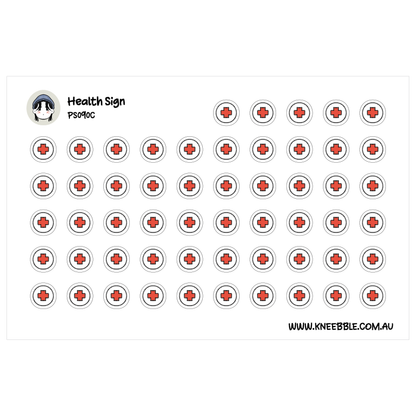 a grid of red circles with white crosses, arranged in a visually pleasing pattern.