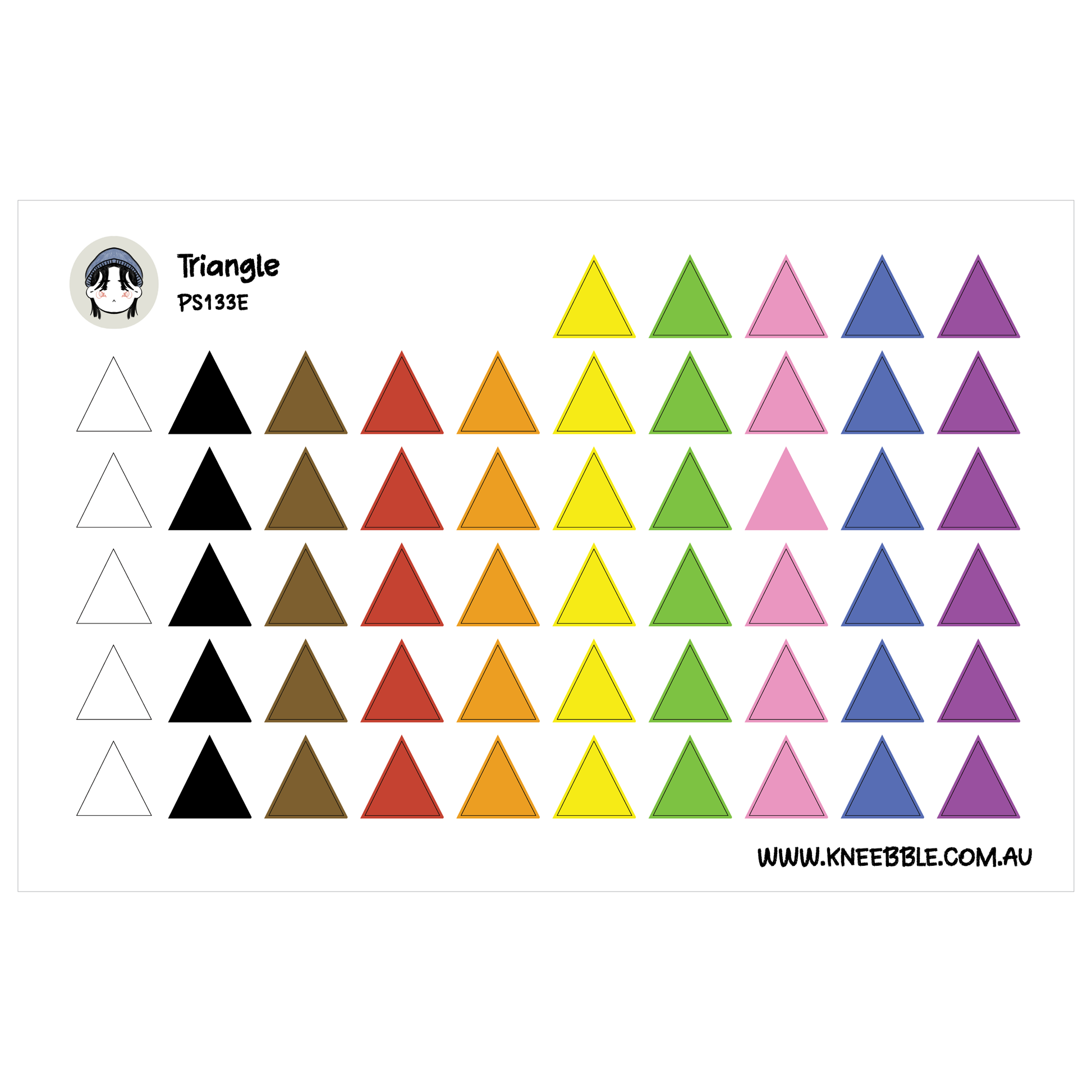 The image is a collection of various colored triangles arranged in rows and columns, creating a visually appealing pattern.