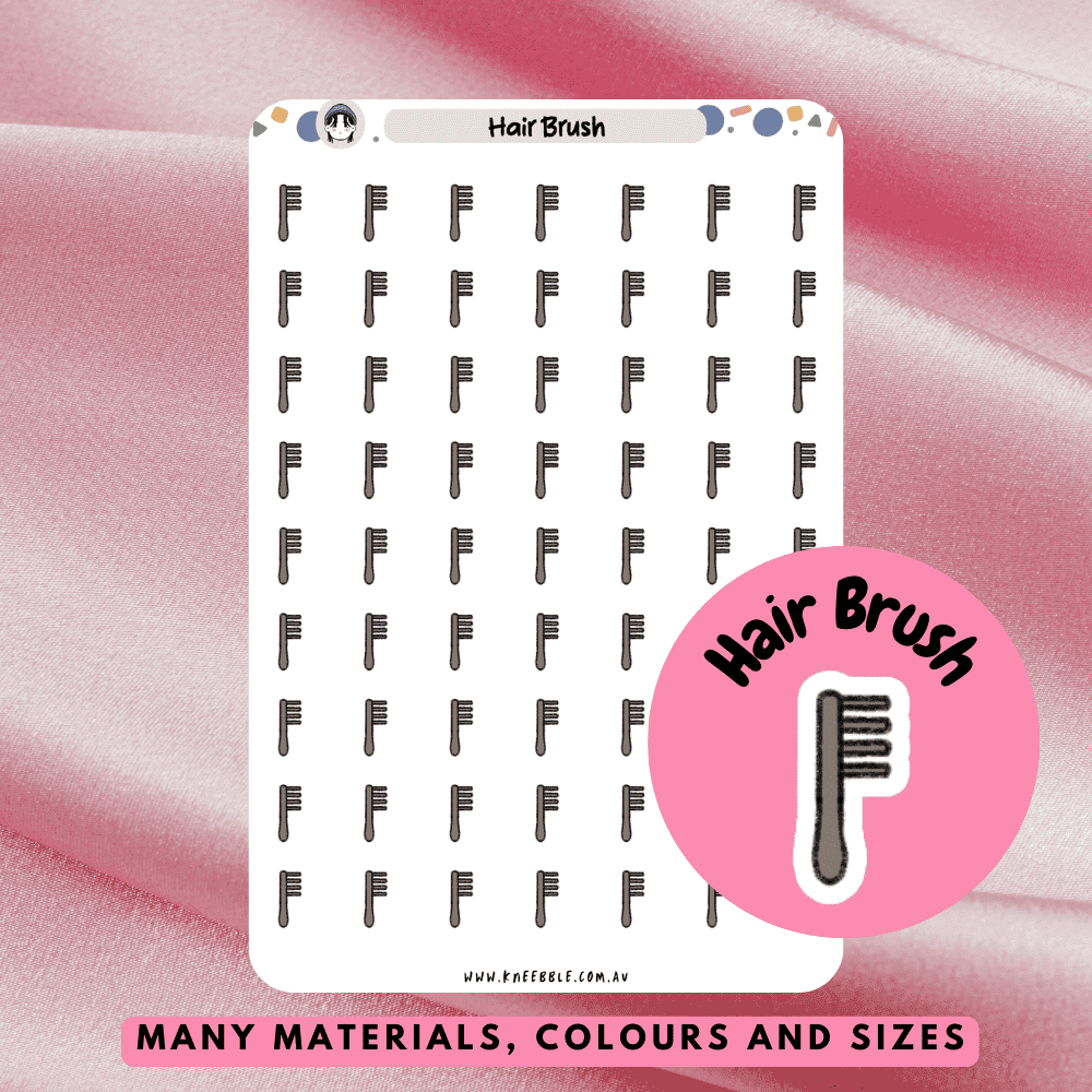 Stickers featuring hair brush and comb designs, perfect for marking hair grooming routines or adding a stylish touch to planners and journals.