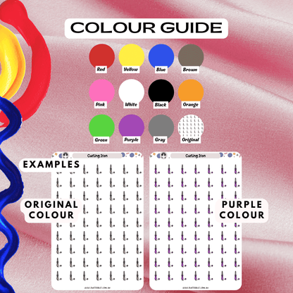 Hair curling salon tool sticker sheet colour guide, choose from many colours such as purple and red.