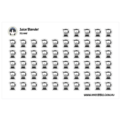 a grid of black and white icons representing a juice blender, with the text "Juice Blender" and "PS14F" above the icons.