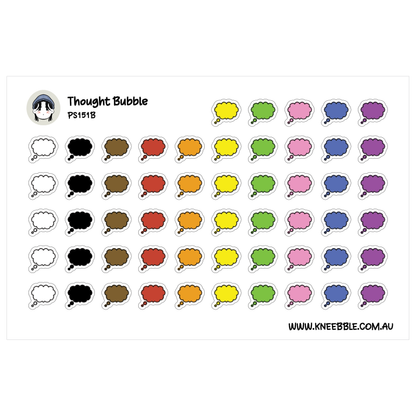 a grid of colorful thought bubble icons arranged in a visually appealing pattern.