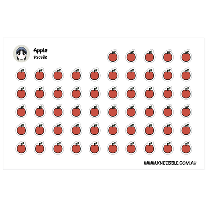 a grid of red apple stickers arranged in a visually pleasing pattern.
