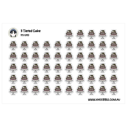 a grid of identical images of a three-tiered cake, arranged in a visually pleasing pattern.