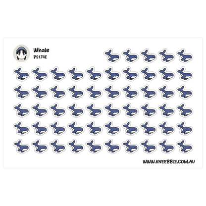 a grid of identical blue whale stickers arranged in a repeating pattern.