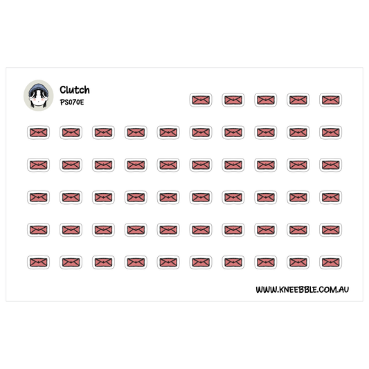 a grid of red rectangles with a small white circle above them, and the text "Clutch" and "PS07E" are visible.
