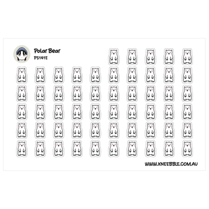 a grid of identical polar bear stickers arranged in a visually pleasing pattern.