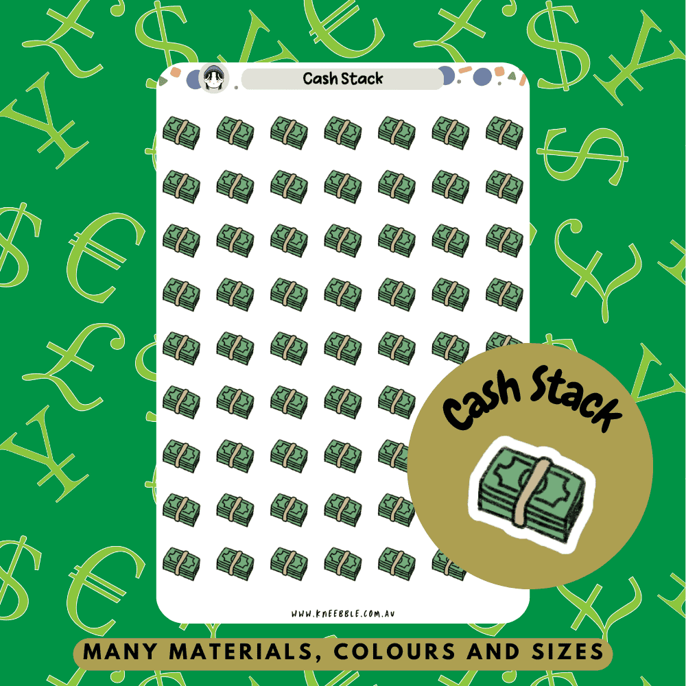 Money cash notes stack planner stickers great for finance, budgeting, paydays and bills due.