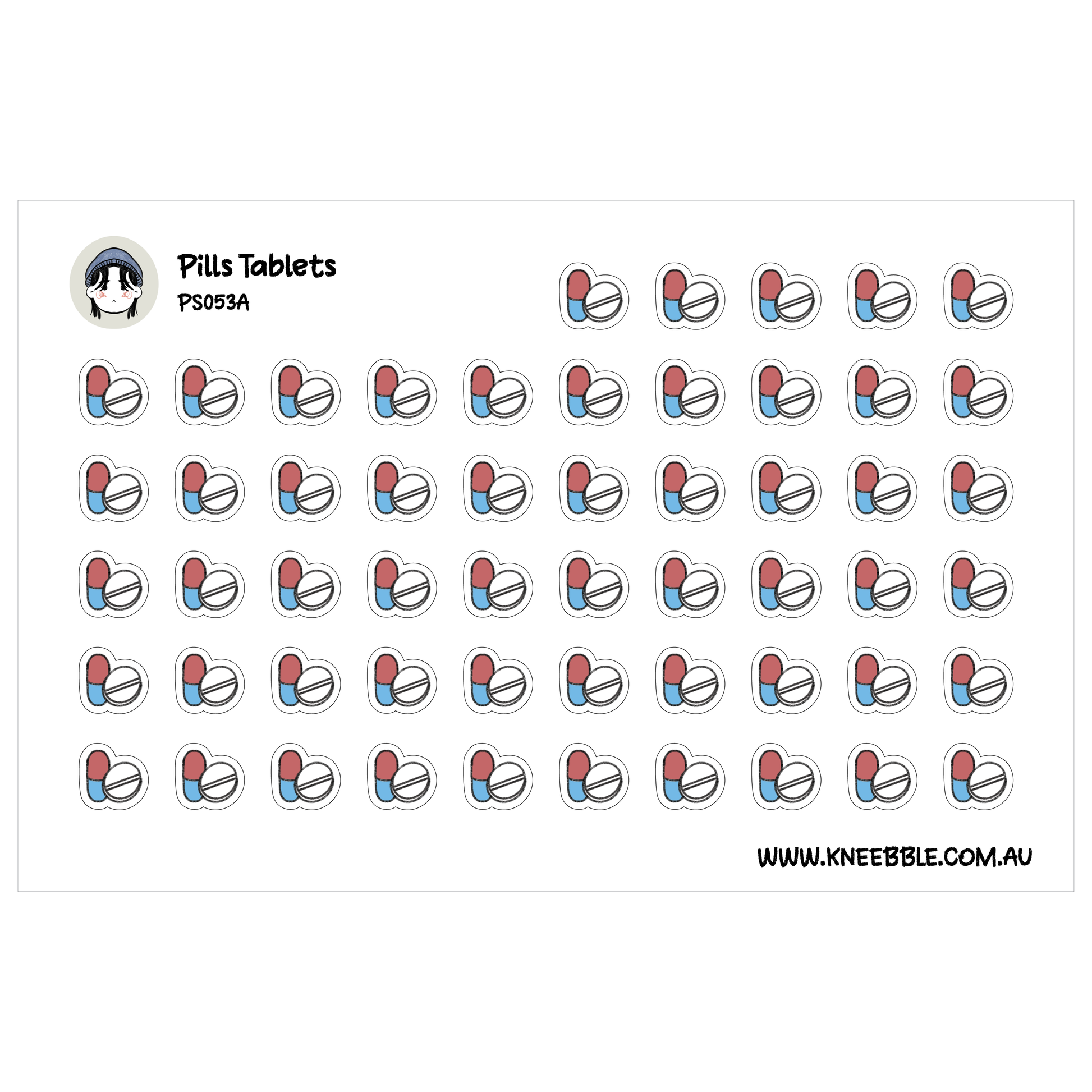 a grid of small, colorful pills or capsules arranged in a repeating pattern.