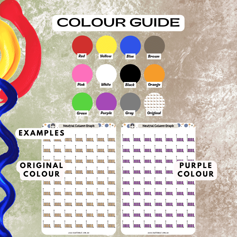 Yellow neutral graph sticker sheet colour guide example, can choose from many colours such as red and purple.