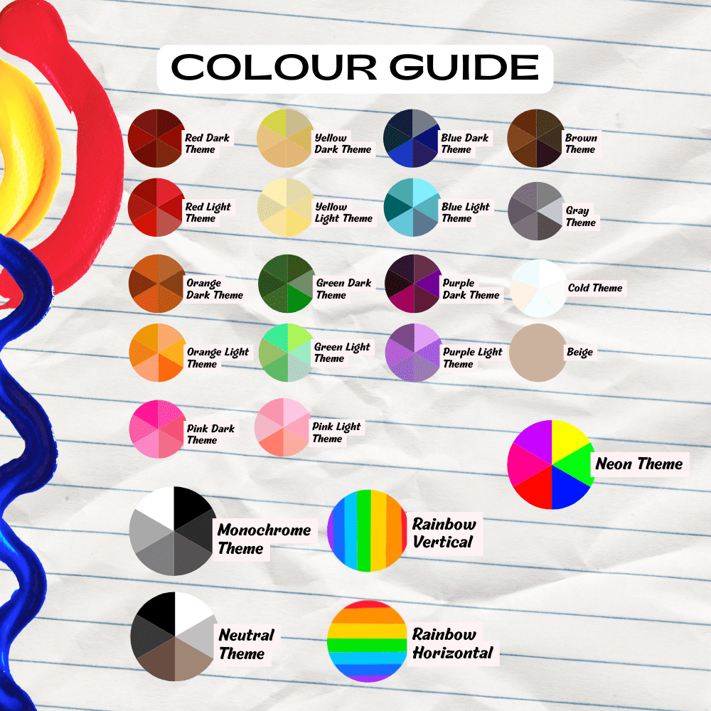 Colour guide stickers for paperwork office tasks, choose from many options such as monochrome and rainbow themes.