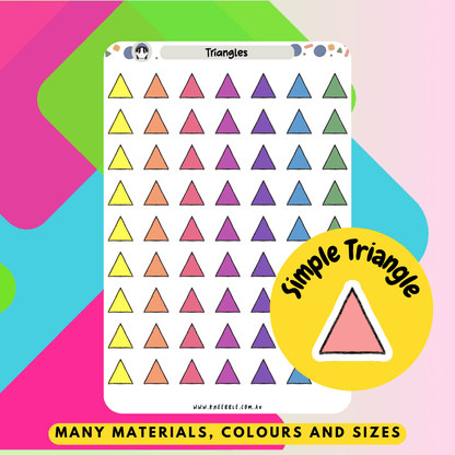 Triangle corner label sticker sheet with rainbow colours used for journals and planning tasks.