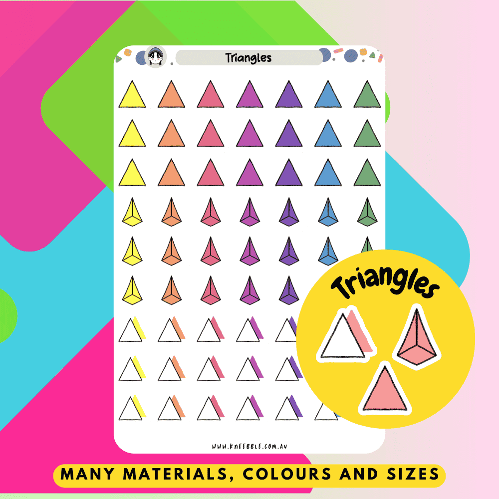 Triangle shape symbol stickers perfect for planners, marking events and tasks while decorating your journals.