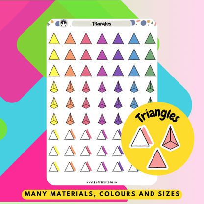 Triangle shape symbol stickers perfect for planners, marking events and tasks while decorating your journals.