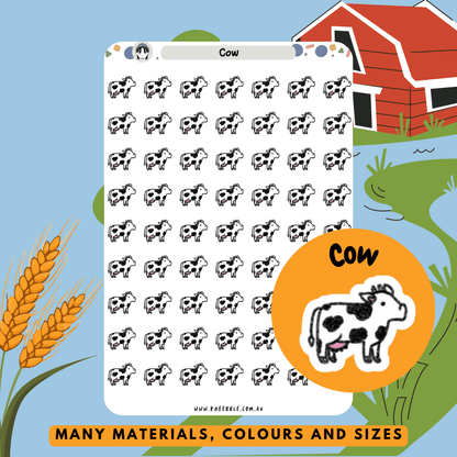 Dairy cow planner stickers, great for farm lovers, meat beef lovers or just for fun in your scrapbooks and journals!