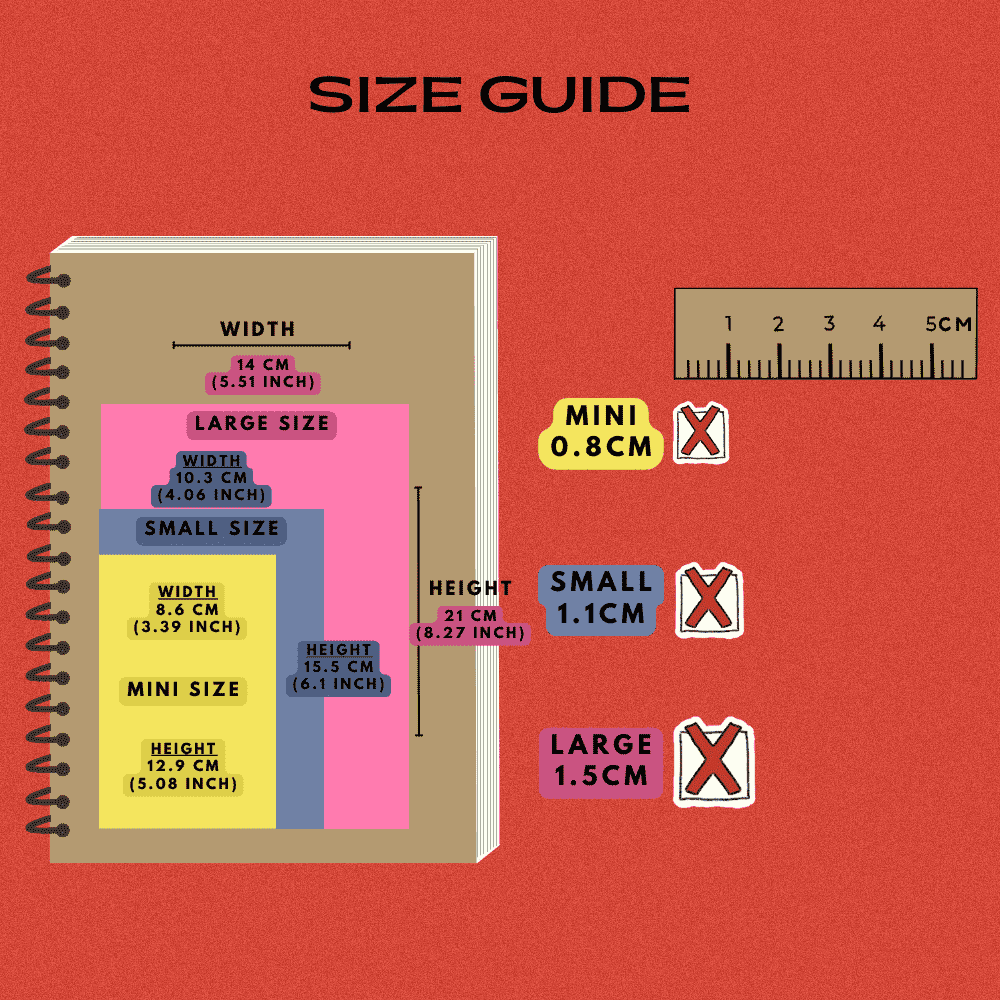 Cross check icon stickers size guide comparison.