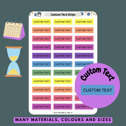 Rectangle label stickers with customizable text, perfect for personalizing and labeling planners, notebooks, or organizing items with your own words or messages.