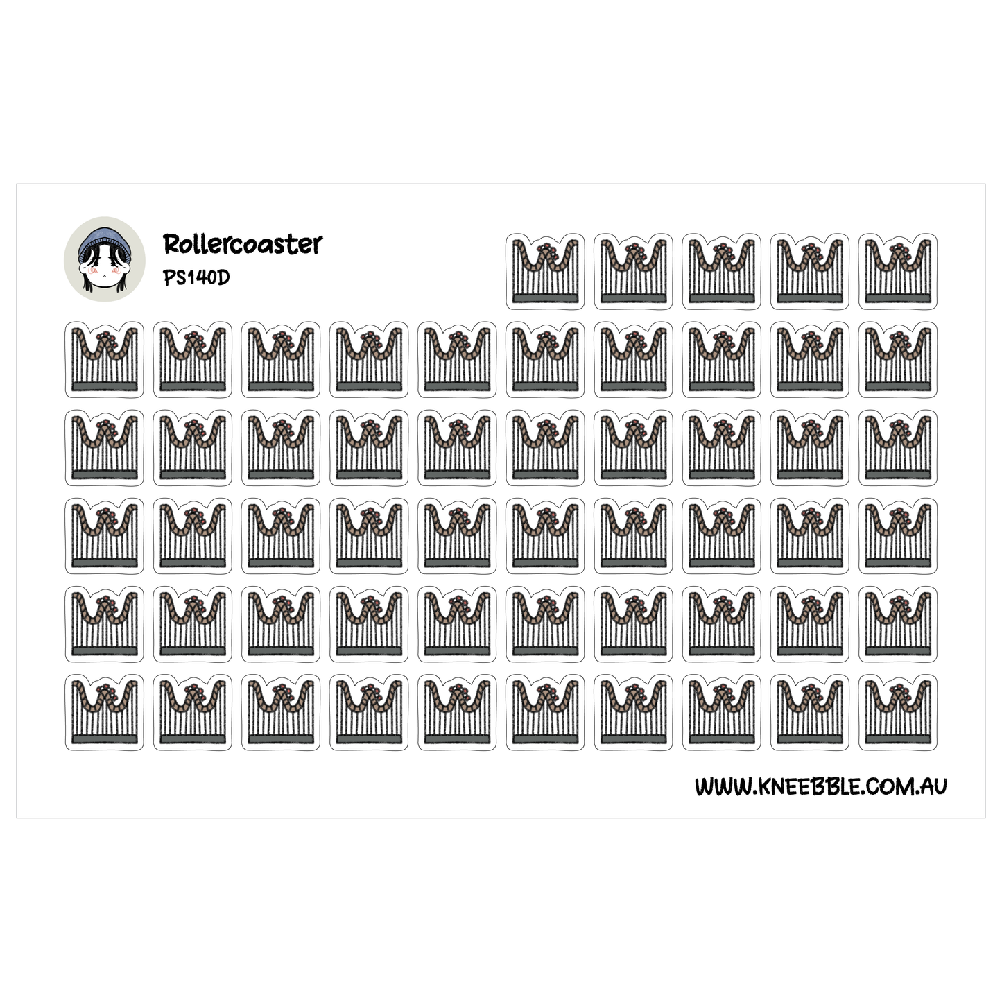 a grid of repeating black and white roller coaster icons, arranged in a visually pleasing pattern.