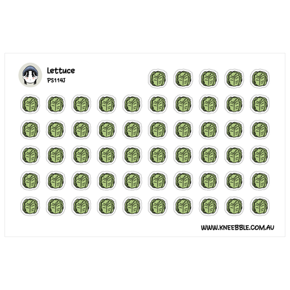 a grid of green circles, each containing a stylized illustration of a lettuce leaf.