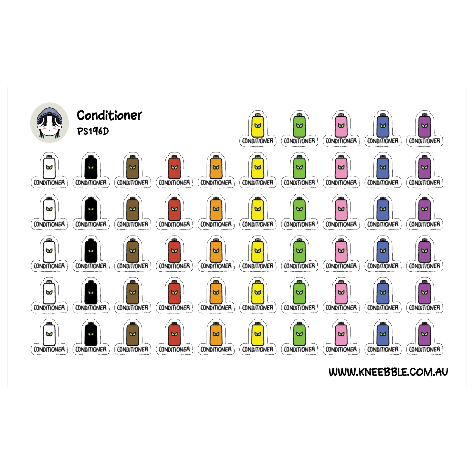 The image is a grid of various colored bottles, each labeled with a different conditioner brand.