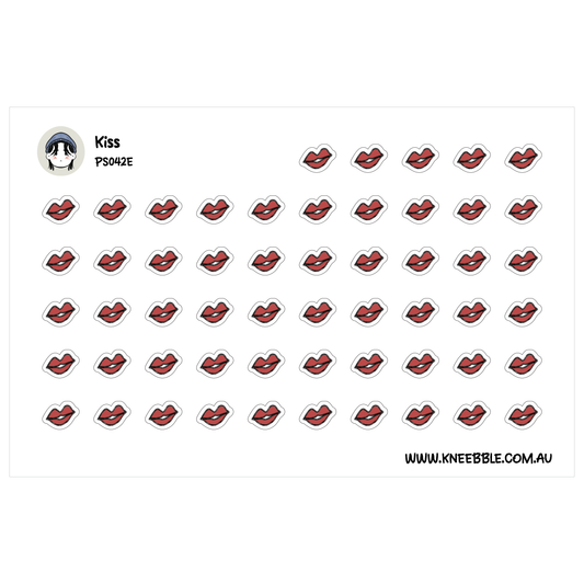 a grid of red lips, arranged in rows and columns, creating a repeating pattern.