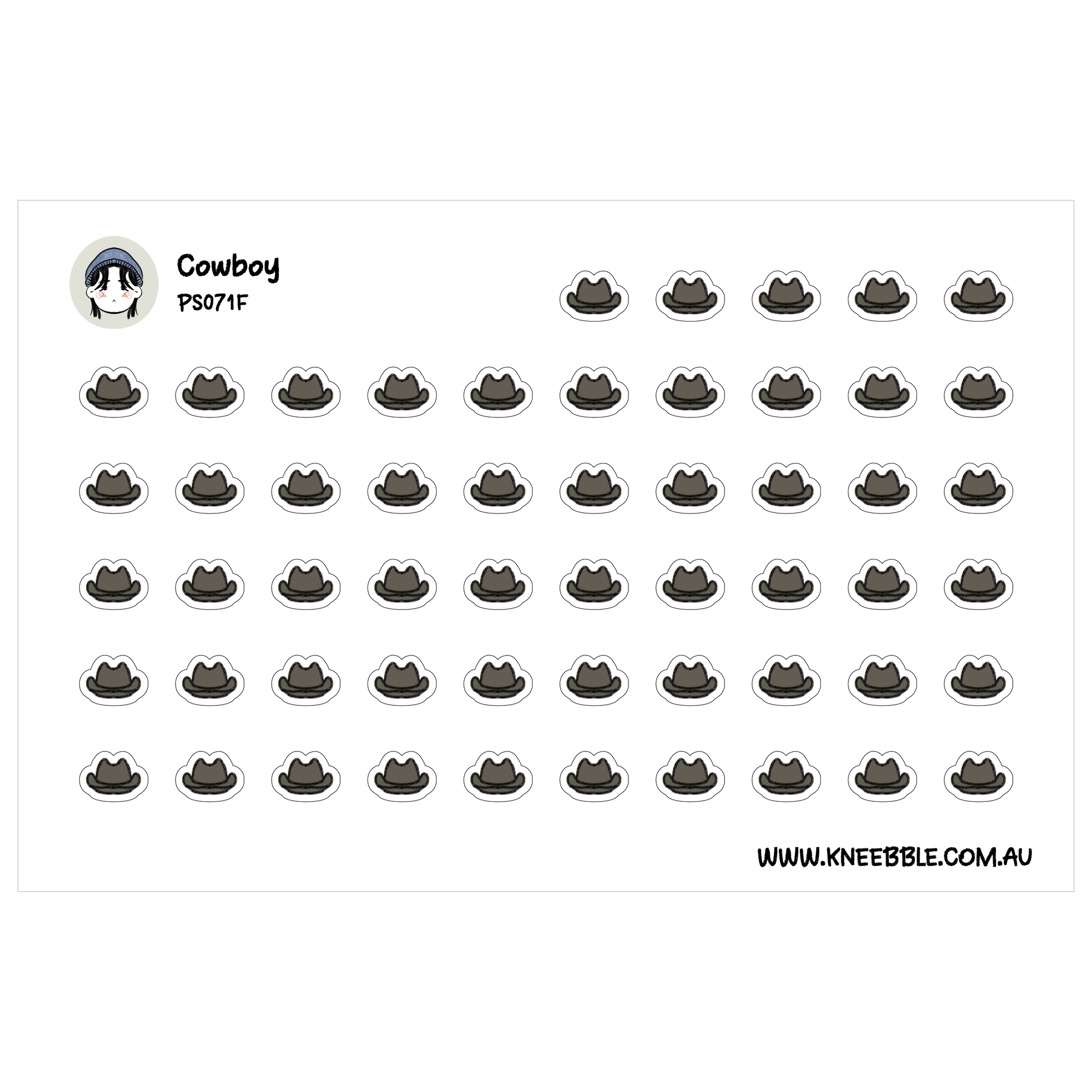 a grid of black and white icons, each depicting a cowboy hat. The icons are arranged in rows and columns, creating a visually organized and repetitive pattern.