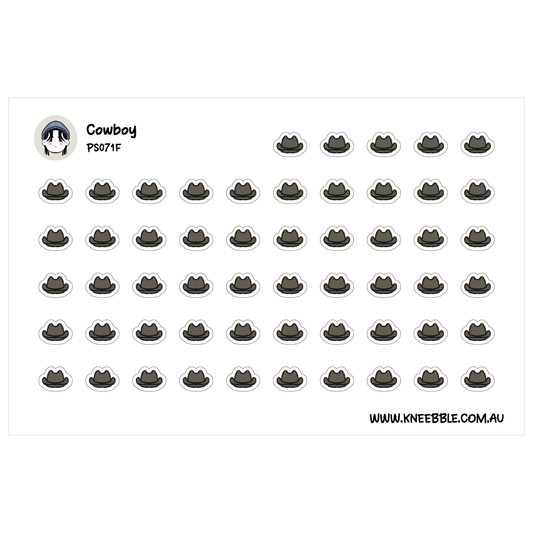 a grid of black and white icons, each depicting a cowboy hat. The icons are arranged in rows and columns, creating a visually organized and repetitive pattern.