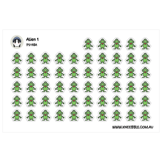 a grid of green alien characters, each with a unique expression and pose, arranged in a visually appealing and organized manner.