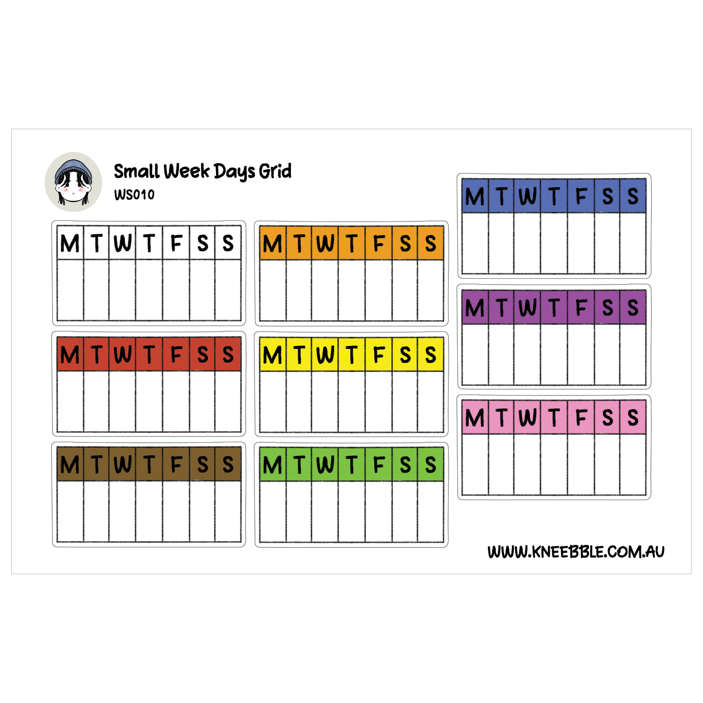 The image is a grid of colorful boxes with the days of the week written on them, arranged in a visually appealing layout.