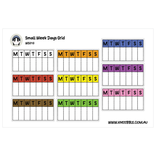 The image is a grid of colorful boxes with the days of the week written on them, arranged in a visually appealing layout.