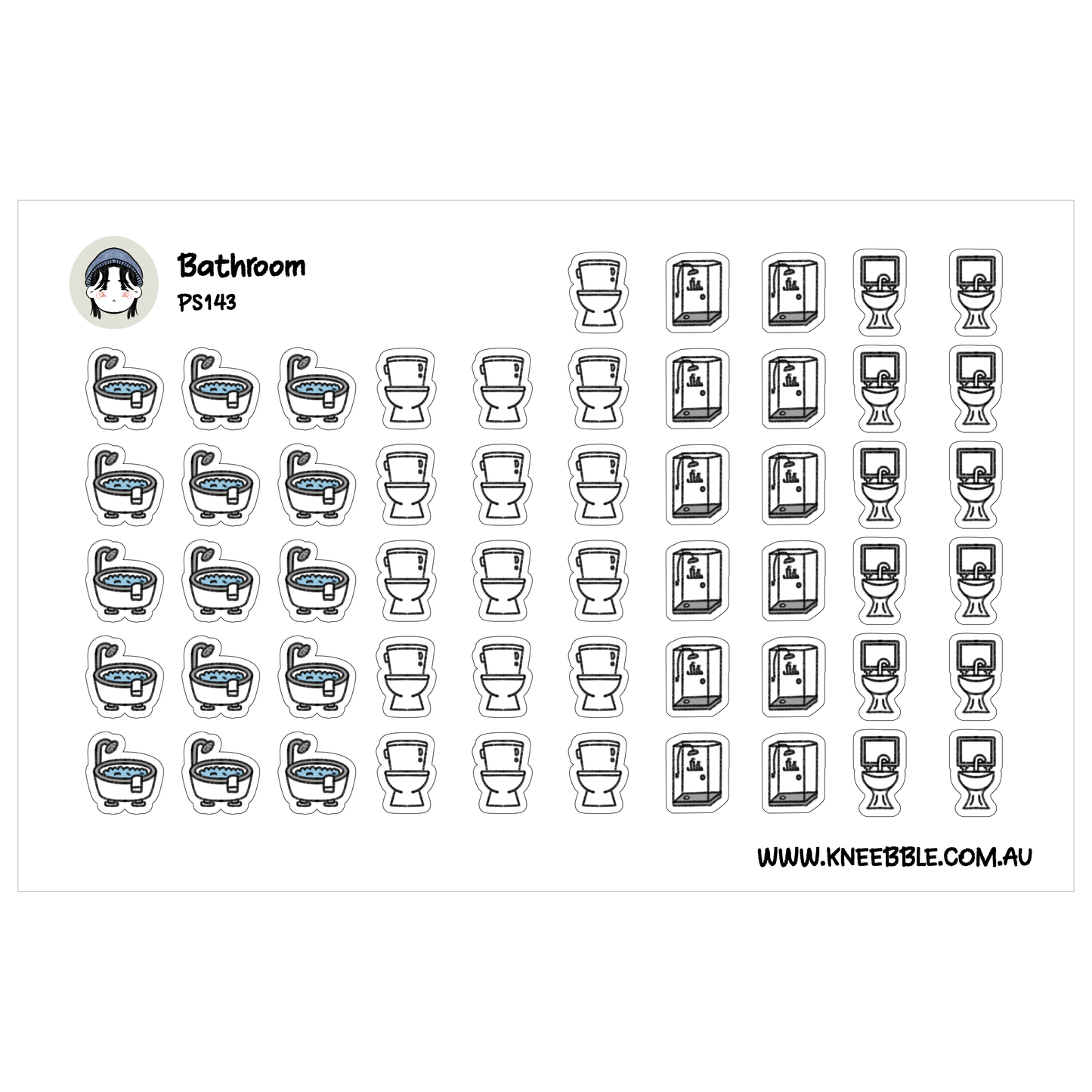 a collection of various bathroom-related icons and illustrations, including toilet icons, bathtub icons, and other bathroom-related symbols.