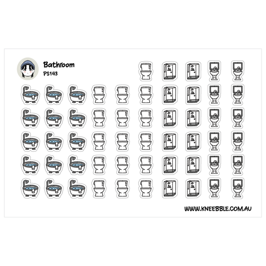 a collection of various bathroom-related icons and illustrations, including toilet icons, bathtub icons, and other bathroom-related symbols.