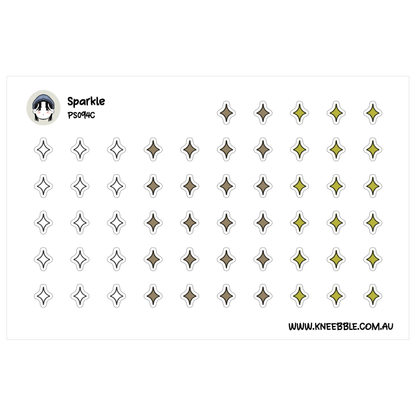 a grid of small, square-shaped stickers with various colors and patterns, including yellow and brown diamonds.