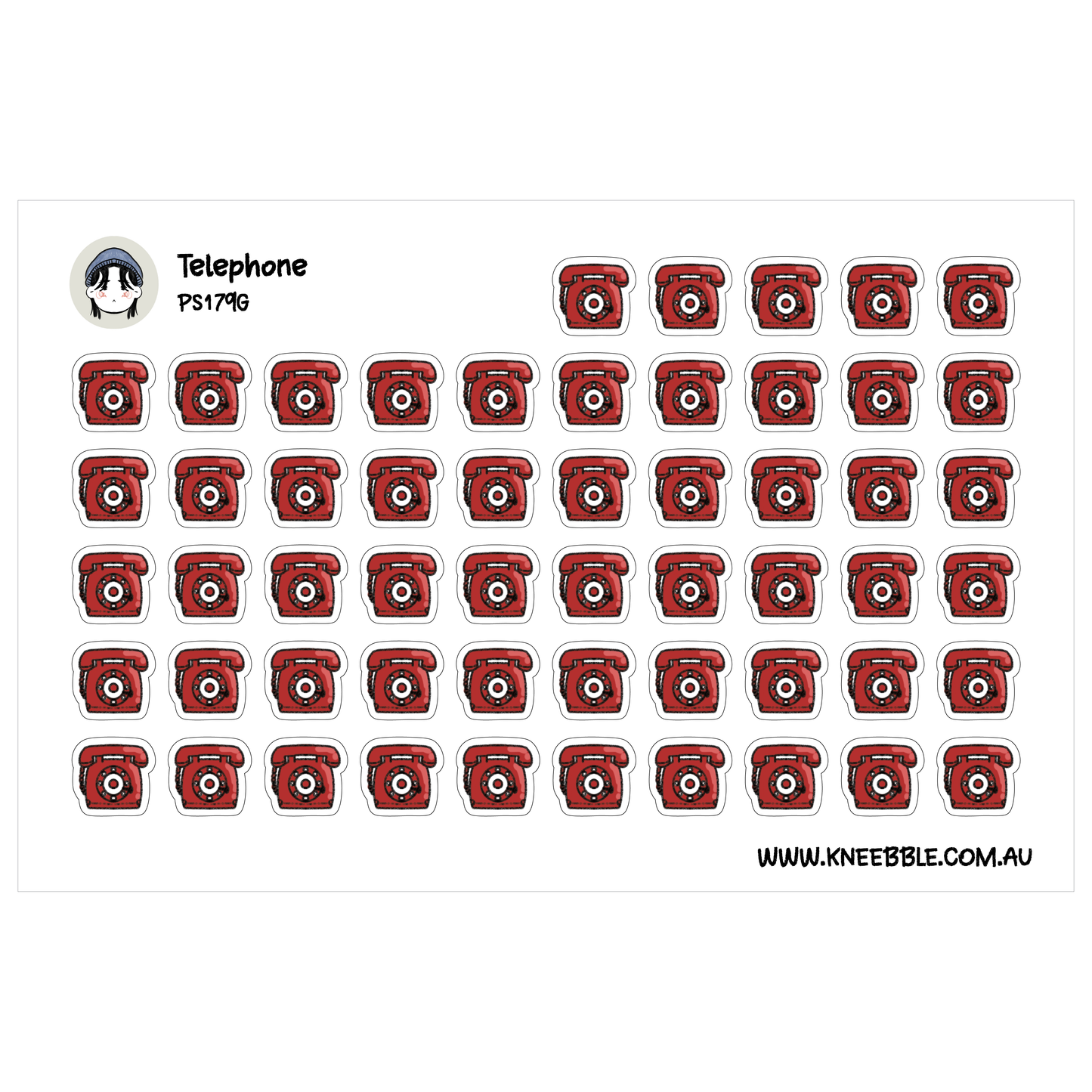 a grid of red telephone icons arranged in a 4x6 grid pattern.