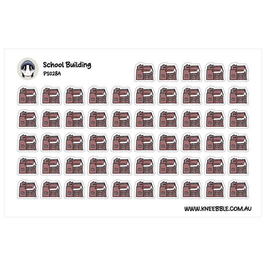 a grid of small, stylized illustrations of school buildings, arranged in rows and columns.