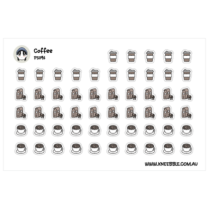 a grid of various coffee-related icons, including coffee cups, coffee beans, and coffee machines.