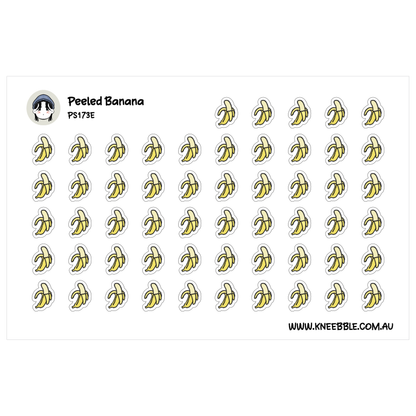 a grid of numerous banana stickers, each depicting a peeled banana.