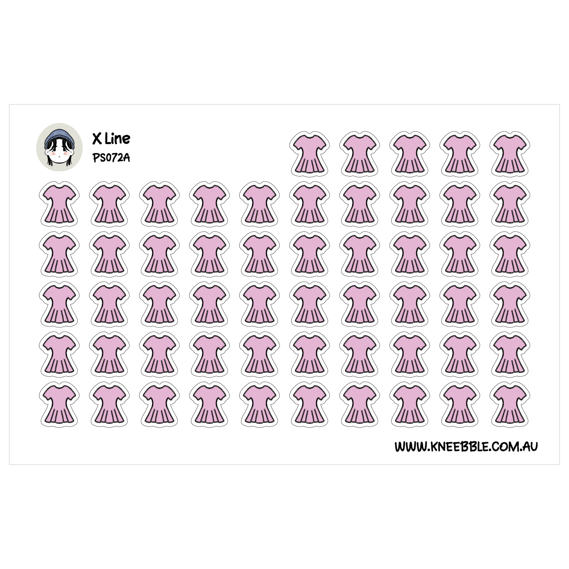 a grid of pink dress icons arranged in rows and columns.